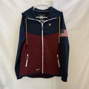 Freedom Industries Hoodie Heavyweight Burgundy Navy Blue Full Zip  Mens M